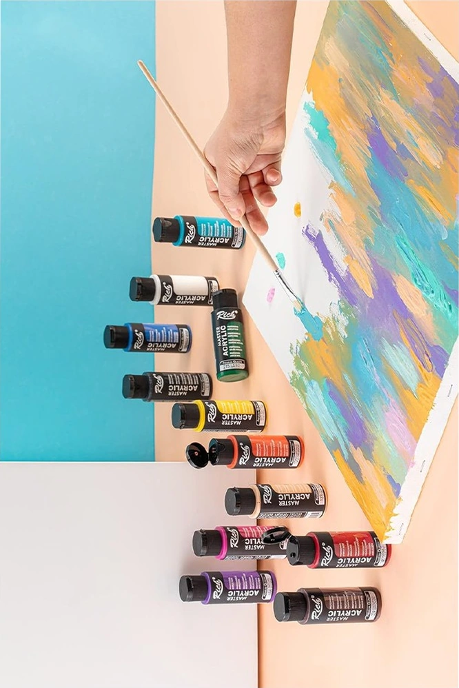Rich Mastermix Akrilik Boya 6 Renk 60 Ml 1 Paket Pastel Renkler Akrilik Boya 6 Lı Profesyonel Tuval Canvas Çok Renkli