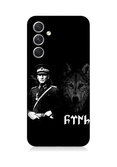 Samsung Galaxy A34 Uyumlu Mustafa Kemal Atatürk Ve Kurt Desenli Silikon Kılıf
