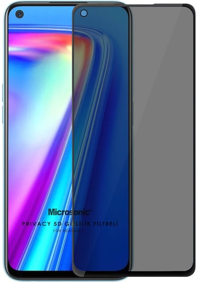 Microsonic Realme 7 Privacy 5d Gizlilik Filtreli Cam Ekran Koruyucu Siyah