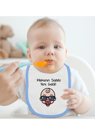 Bk Kids Mekanın Sahibi Yeni Geldi Tasarımlı Mavi Bebek Mama Önlüğ Mavi