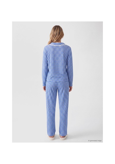Lcw Dream Lacivert Bebe Yaka Ekose Kadın Pijama Takım