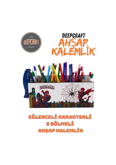 Deepcraft Ahşap Çocuklar İçin Masa Üstü Kalemlik & Organizer-