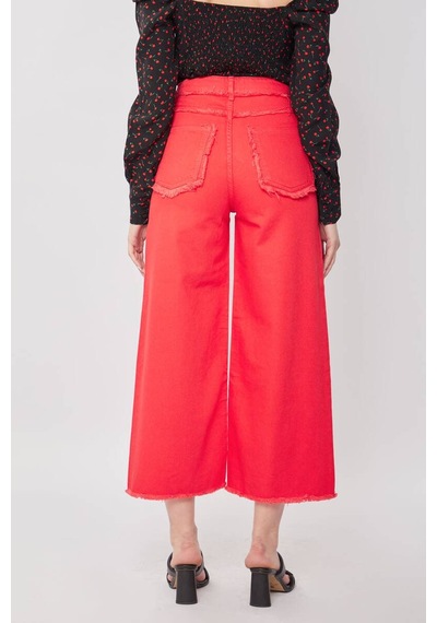 Blue White Kadın Püskül Detaylı Culotte Pantolon Kırmızı