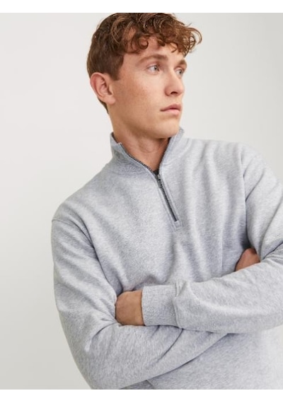 Jack & Jones Jjebradley Sweat Half Zıp L. Grey 12250747 Gri