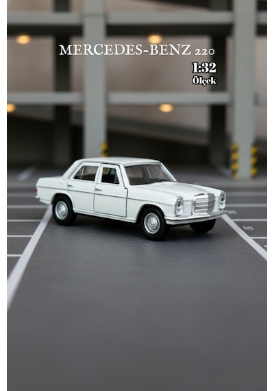 Beyaz 1:32 Ölçek Die Cast Kapıları Açılır Lisanslı Mercedes Benz 220 Oyuncak Metal Model Araba Çok Renkli
