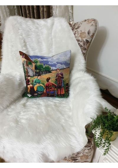 Goblen Dokuma Kadınlar Kırlent Kılıf Renkli