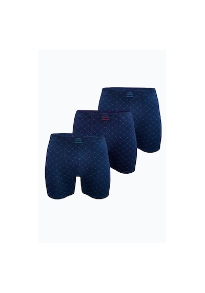 Malabadi Erkek 3 Lü Lacivert Desenli Premium Collection Modal Uzun Boxer 3m250 Set-1