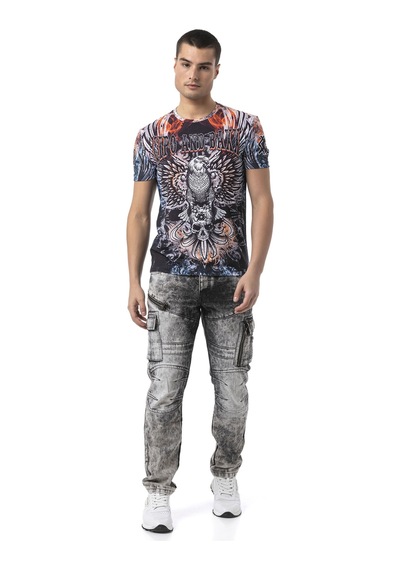 Ct818 Pattern Storm Hype Men T-shirt BLUE
