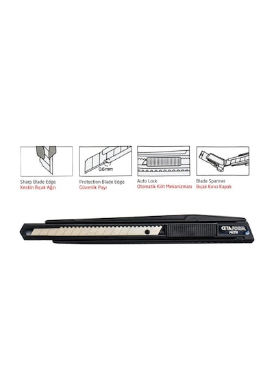 Ceta Form J46Cpm Compact Metal Gövde Maket Bıçağı  9 Mm