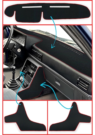 Renault Broadway R9 /11 Torpido Koruyucu Ön Gösterge Panel Örtüsü & Vites Orta Konsol Yan Halı Siyah
