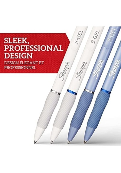 S-gel Jel Kalem 0.7 Mm Uç, Buz Mavisi & Beyaz İnci 4'lü Paket, Siyah & Mavi Mürekkep 124-Pembe