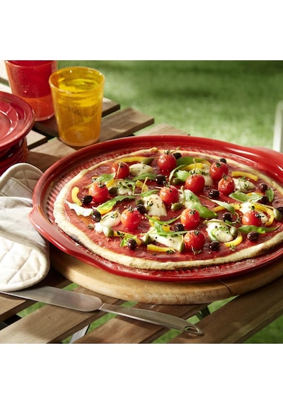 Emile Henry EH347614 Seramik Yuvarlak Pizza Fırın Kabı (40x35x13) Kırmızı