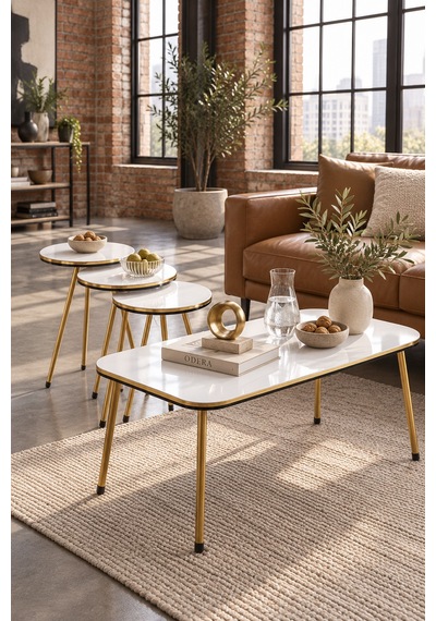Odera Çift Gold Beyaz Mermer Desenli Orta Sehpa Ve Zigon Sehpa 4'lü Set Metal Ayaklı Modern İskandinav Salon Sehpası Diğer Odera Çift Gold Beyaz Mermer Desenli Orta Sehpa Ve Zigon Sehpa 4'lü Set Metal Ayaklı Modern İskandinav Salon Sehpası Diğer