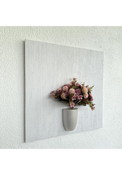 Kabartma Dokulu, Pembe Karanfil Çiçekli 3d Tablo