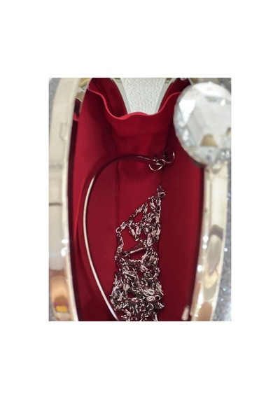Linalya Jewelry Oval İp Detaylı Füme Abiye Çanta Çok Renkli