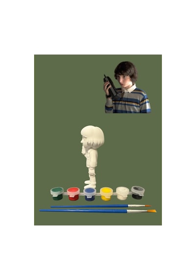 3d Stranger Things Mike Figür Boyama Seti - Kendin Boya Hobi Ve Etkinlik Seti - Akrilik Boya + 2 Fırça
