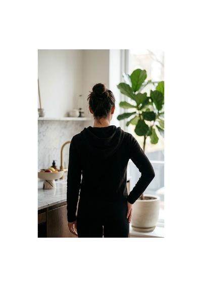 U&me Kapüşonlu Dar Kesim Boydan Fermuarlı Crop Slim Fit Ribana Kadın Sweatshirt Siyah Çok Renkli