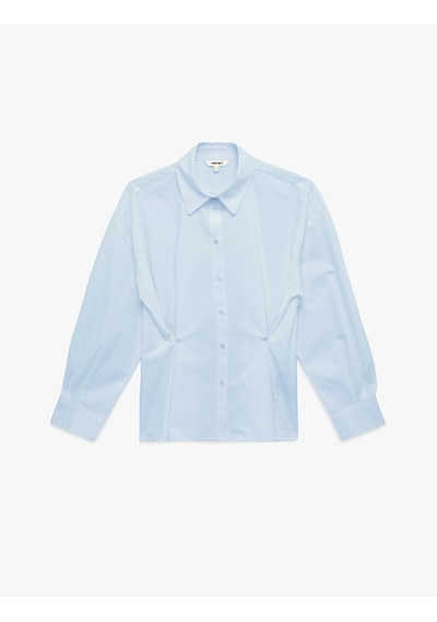 Koton Regular Fit Uzun Kollu Ekstra Düğme Detaylı Poplin Gömlek Mavi 6sak60132pw