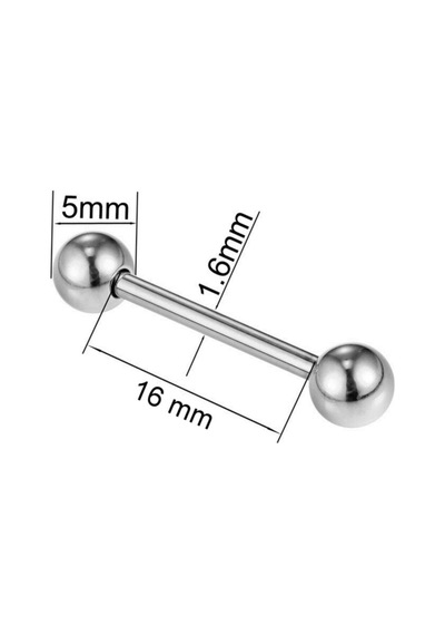 Gümüş Ilk Delim Dil Piercing Gümüş
