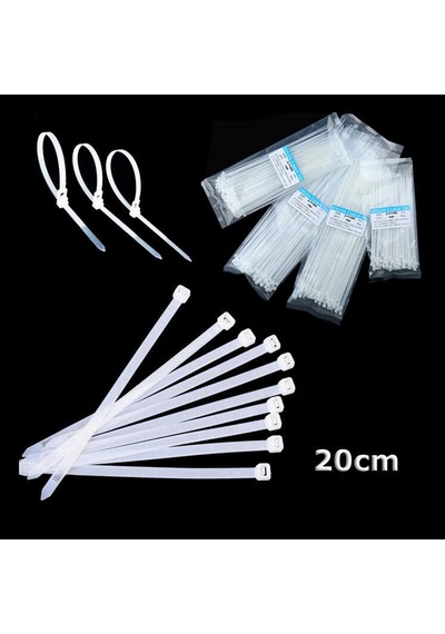 Beyaz Cırt Plastik Kelepçe 20 Cm Kablo Bağı - 3.6 200mm 100 Adet