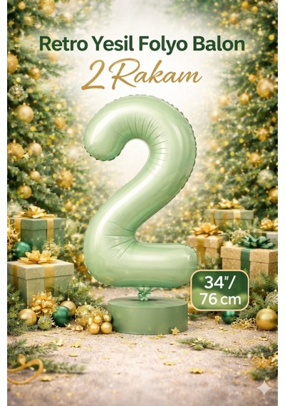 Yeşil 2 Rakam Folyo Balon 76cm Yeşil