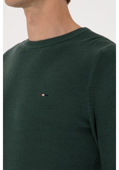 U.S. Polo Assn. Erkek Slim Fit Bisiklet Yaka Koyu Yeşil Basic Kazak 50313667-VR079