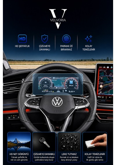 Volkswagen Yeni Tiguan E-tsi 10.25 Inç Dijital Gösterge Panel Esnek Nano Glass Ekran Koruyucu 2024