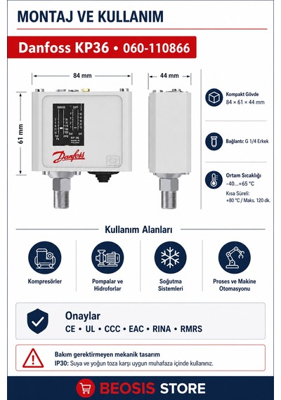 Danfoss 060-110866 Kp36 2/14 Bar Presostat