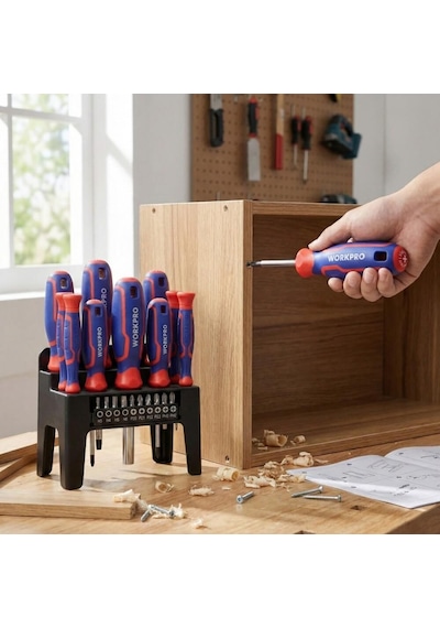 Workpro Wp200551 21 Parça Cr-v Duvar Askı Aparatlı Profesyonel Manyetik Tornavida Seti Fr Wp200551