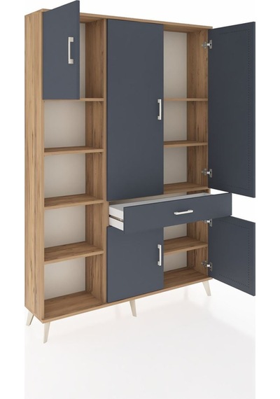 Arges Dolap 8 Raflı Tek Çekmeceli 5 Kapaklı 132x30x195 Çam-antrasit/antrasit Antrasıt/antrasıt Arges Dolap 8 Raflı Tek Çekmeceli 5 Kapaklı 132x30x195 Çam-antrasit/antrasit Antrasıt/antrasıt