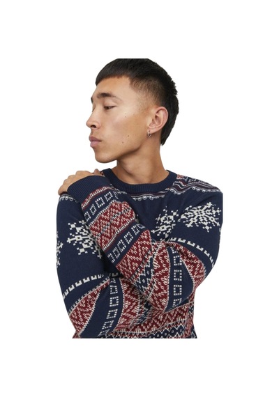 Jack & Jones Erkek Kazak 12248145 Jjxmas Snowball Knıt Lacivert