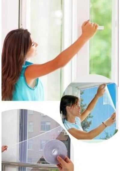 Pratik Cırt Bantlı Pencere Sinekliği 75x125 Cm Deliksiz Montaj Tek Kanat Beyaz Sineklik