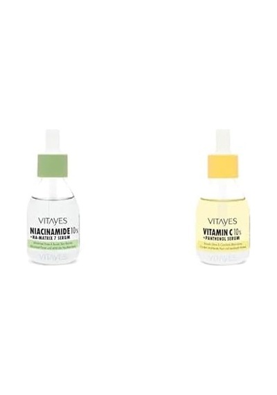Niacinamide%10 Ve Hyalüronik Asit Serum İle C Vitamini%10 Ve Panthenol Serum Set