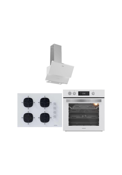Silverline Fryart&steamart BO65P4W01 - CS5665W01 - 3490 Buharlı Pişirme Beyaz Cam Ankastre Set