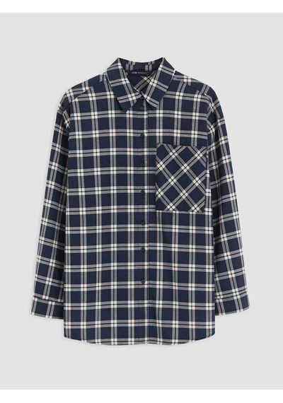Lcw Modest Mavi Ekose Oversize Kadın Oduncu Gömlek Tunik