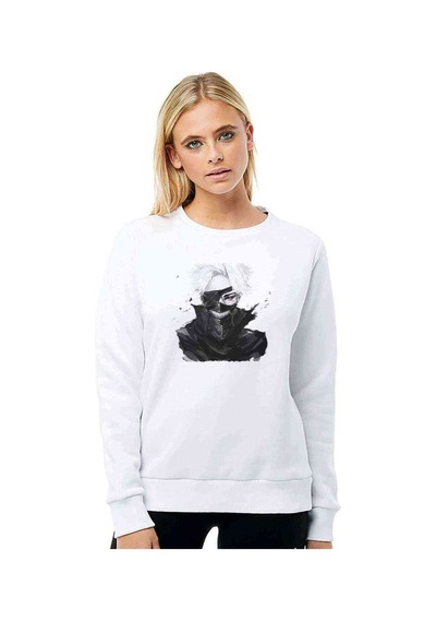Anime Tokyo Ghoul Anteiku Baskılı Beyaz Kadın Sweatshirt (528298492)