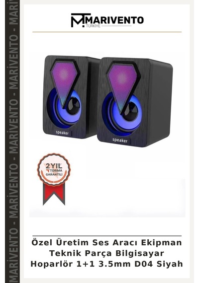 Özel Üretim Ses Aracı Ekipman Teknik Parça Bilgisayar Hoparlör 1+1 3.5mm D04 Siyah