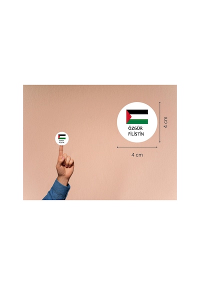 Özgür Filistin Etiketi Yuvarlak Mat Sticker Free Palestine Gaza 4 Cm 40 Adet Çok Renkli