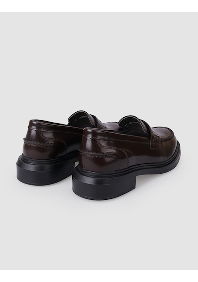 Hakiki Deri Kahverengi Açma Kadın Loafer Kahverengi
