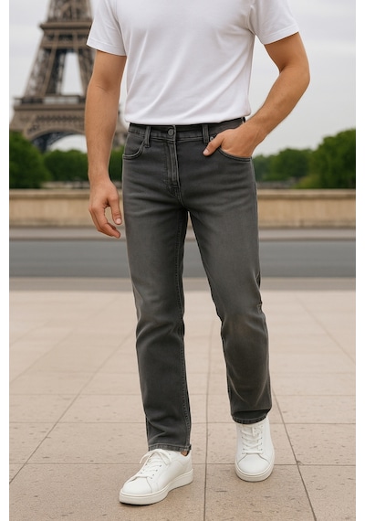Cedy Denim Regular Fit Jean Martin Yüksek Bel Standart Kesim Esnek Kot Pantolon C336 Gri