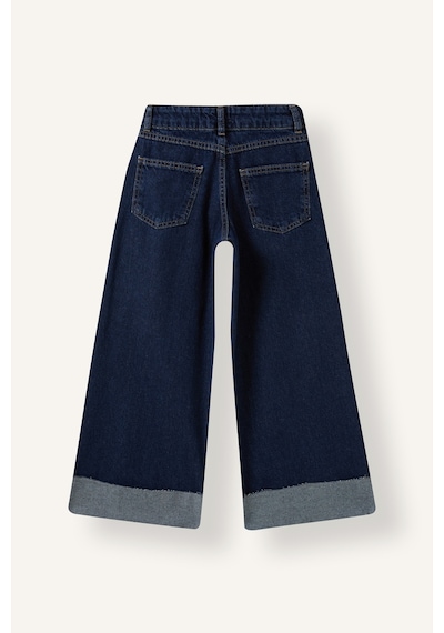 Defacto 90s Wide Leg Katlama Paçalı Jean Pantolon Kız Çocuk I3363a826wnnm34 Mavi-nm34