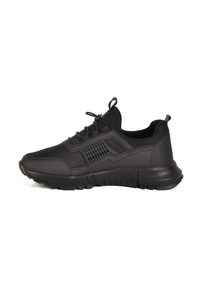 Siyah Hafif Esnek Kilit Bağcıklı Unisex Spor Ayakkabı Nans 6006 G Siyah-siyah