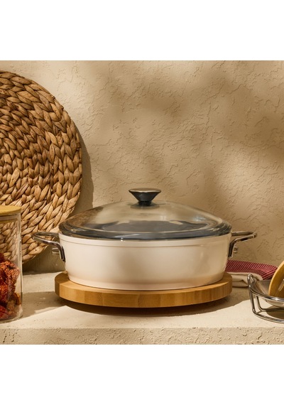 Kitchen Toscana Chef Basık Tencere - Beyaz / Gri - 26 Cm Çok Renkli
