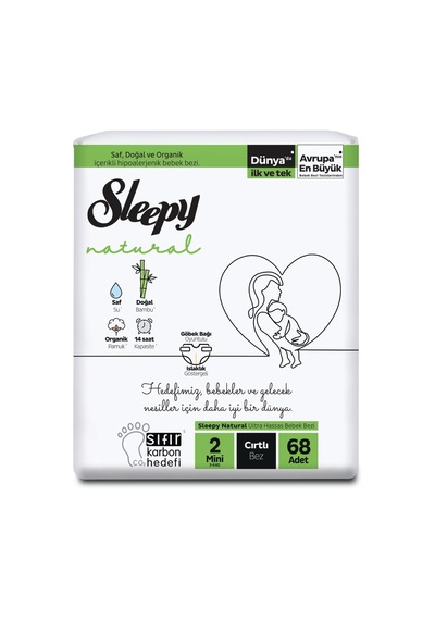 Sleepy Natural Ekonomik Paket Bebek Bezi 2 Numara Mini 68 Adet