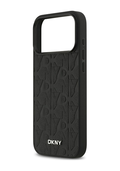 Apple Uyumlu iPhone 17 Pro Max Kılıf Dkny Lisanslı M-safe Özellikli 3d Yazılı Grid Pattern Kapak Siyah Siyah