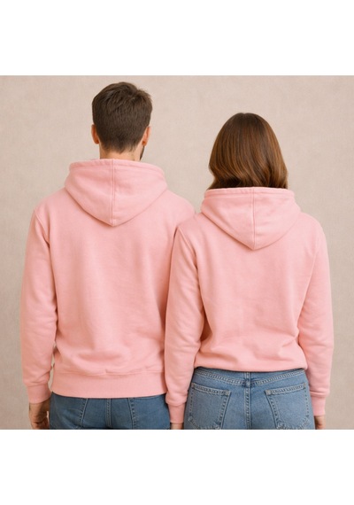 Nevermind Sevgili Çift Kombin Hoodie Set Kalp Ve Eller Baskılı Unisex Overs Pembe