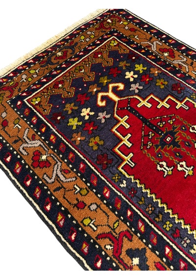 El Dokuması Sıfır Küçük Yahyalı Halısı Seccade 75x110 Kök Boya %100 Yün Namazlık Kırmızı