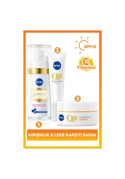Spf15 Q10 Energy Gündüz Kremi 50ml, Luminous630 Thiamidol Etkili Leke Karşıtı Serum 30ml Ve Göz Krem