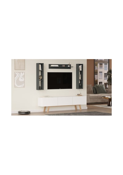 Yurudesing Pulse Tv Ünitesi Raflı 3 Kapaklı 180cm Ahşap Ayaklı Beyaz-antrasit Pu3-wan Diğer Yurudesing Pulse Tv Ünitesi Raflı 3 Kapaklı 180cm Ahşap Ayaklı Beyaz-antrasit Pu3-wan Diğer