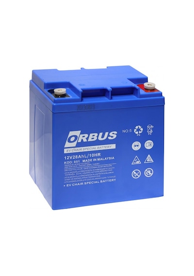 Orbus 12v 28ah Dik Engelli Araç Aküsü